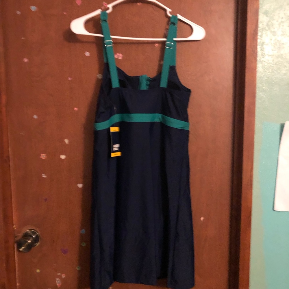 Women's Navy and Green Lands End Swim Dress NWT - Picture 4 of 8
